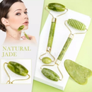 Kit Rolo Facial de Jade com Gua Sha para Massagem e Skincare