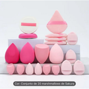 Kit 12/20 Esponjas de Maquiagem Multifuncional Gota Blender para Base Corretivo Pó e BB Cream