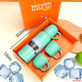 Kit Garrafa Térmica Inox 500ml com 3 Xícaras | Vacuum Bottle Quente e Frio