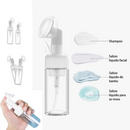 Frasco Pump Espumador Para Limpeza Facial Skin Care Com Escova De Silicone Portátil Para Viagem