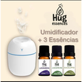 Kit Umidificador Aromatizador Ultrassônico USB 220ml Difusor de Aromas com 3 Essências Hidrossolúveis