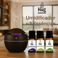 Kit Umidificador Aromatizador Ultrassônico USB 220ml Difusor de Aromas com 3 Essências Hidrossolúveis