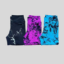 Kit 3 Shorts Feminino Academia Cintura Alta Marmorizado Degradê Fitness Suplex Alta Compressão Crossfit Yoga