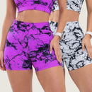 Kit 3 Shorts Feminino Academia Marmorizado Fitness Degrade Crossfit Cintura Alta