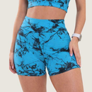 Kit 3 Shorts Feminino Academia Marmorizado Fitness Degrade Crossfit Cintura Alta