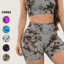 Kit 3 Shorts Feminino Academia Marmorizado Fitness Degrade Crossfit Cintura Alta