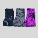 Kit 3 Shorts Feminino Academia Cintura Alta Marmorizado Degradê Fitness Suplex Alta Compressão Crossfit Yoga