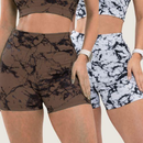 Kit 3 Shorts Feminino Academia Marmorizado Fitness Degrade Crossfit Cintura Alta