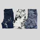 Kit 3 Shorts Feminino Academia Cintura Alta Marmorizado Degradê Fitness Suplex Alta Compressão Crossfit Yoga