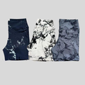 Kit 3 Shorts Feminino Academia Cintura Alta Marmorizado Degradê Fitness Suplex Alta Compressão Crossfit Yoga