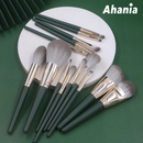 Kit de 14 Pinceis para Maquiagem Verde, Cerdas Macias Profissionais , Kit Completo Para Rosto E Olhos, Sombra e Base