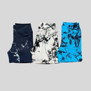 Kit 3 Shorts Feminino Academia Cintura Alta Marmorizado Degradê Fitness Suplex Alta Compressão Crossfit Yoga