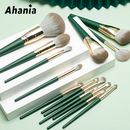 Kit de 14 Pinceis para Maquiagem Verde, Cerdas Macias Profissionais , Kit Completo Para Rosto E Olhos, Sombra e Base