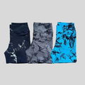 Kit 3 Shorts Feminino Academia Cintura Alta Marmorizado Degradê Fitness Suplex Alta Compressão Crossfit Yoga