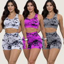 Kit 3 Shorts Feminino Academia Cintura Alta Marmorizado Degradê Fitness Suplex Alta Compressão Crossfit Yoga